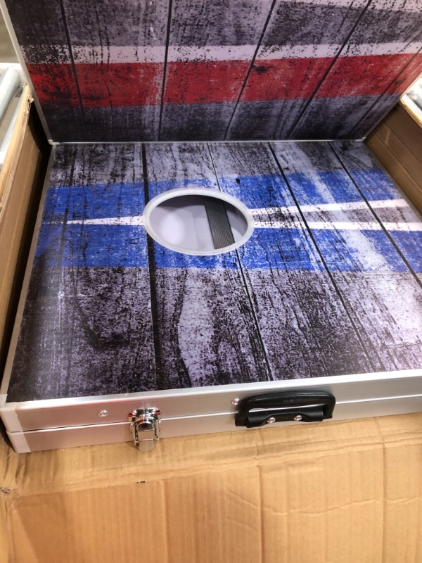 Photo 3 of *USED*
GoSports Cornhole PRO Regulation Size Bean Bag Toss Game Set - Foldable (American Flag, LED, Black, Red & Blue Designs)
