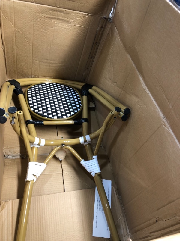 Photo 1 of *MISSING hardware*
Christopher Knight Home 313247 Gwendolyn Outdoor French Bistro Chairs (Set of 2), Black + White + Bamboo Print Finish
