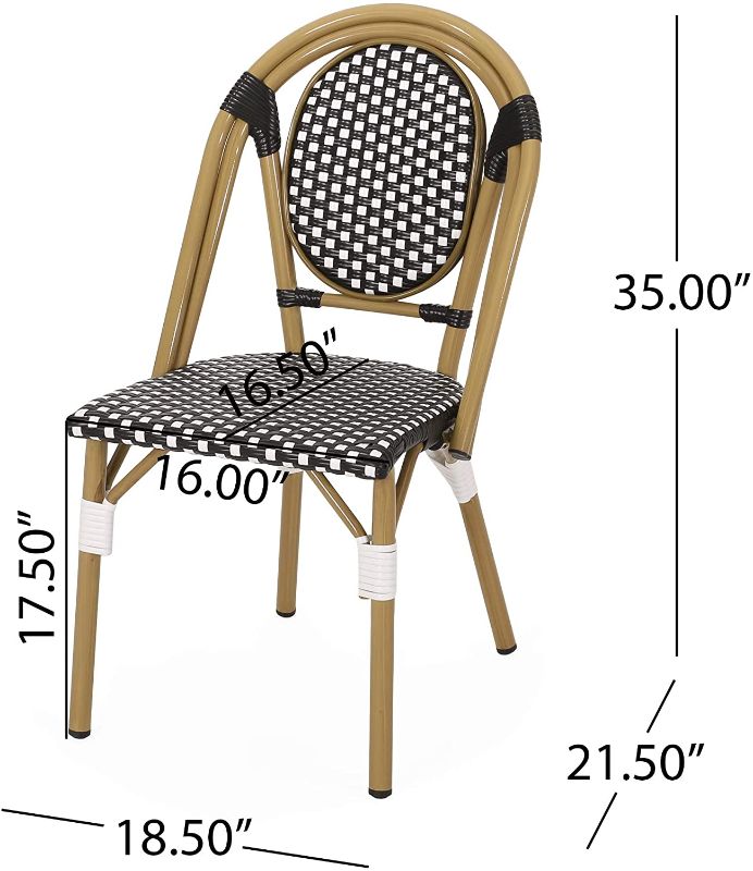 Photo 1 of *MISSING hardware*
Christopher Knight Home 313247 Gwendolyn Outdoor French Bistro Chairs (Set of 2), Black + White + Bamboo Print Finish
