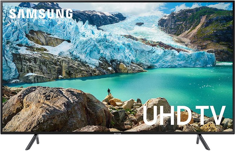 Photo 1 of *SEE last picture for damage*
SAMSUNG UN50RU7100FXZA Flat 50-Inch 4K UHD 7 Series Ultra HD Smart TV with HDR and Alexa Compatibility (2019 Model)