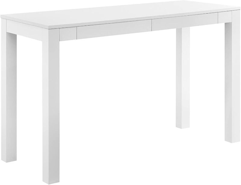 Photo 1 of Ameriwood Home Large Parsons 48"W Desk with 2 Drawers, White (9889396COM), 30" H x 47.7" W x 19.7" D