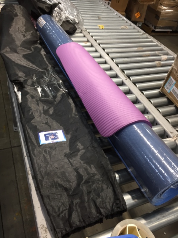 Photo 1 of *SEE last picture for damage*
Our Infinite Odyssey Large Yoga Mat Set Extra Wide, Carrying Bag + Poses Inside, Blue and Purple