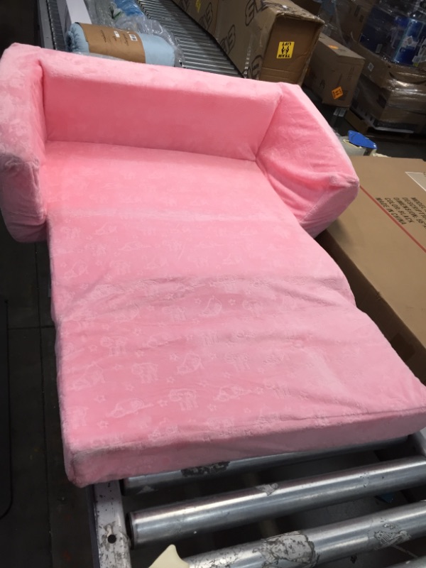 Photo 3 of *slightly dirty from shipping* 
Delta Children Serta Perfect Sleeper Extra Wide Convertible Sofa to Lounger, Comfy 2-in-1 Flip Open Couch/Sleeper for Kids, Pink, 30 x 17 x 15"
