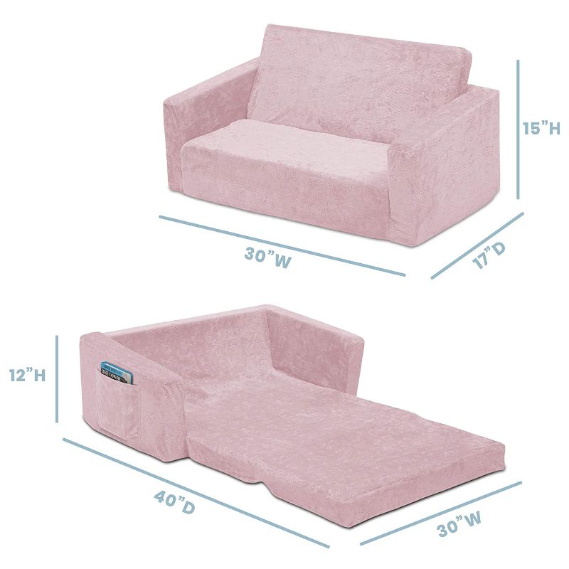 Photo 1 of *slightly dirty from shipping* 
Delta Children Serta Perfect Sleeper Extra Wide Convertible Sofa to Lounger, Comfy 2-in-1 Flip Open Couch/Sleeper for Kids, Pink, 30 x 17 x 15"
