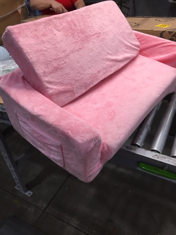Photo 2 of *slightly dirty from shipping* 
Delta Children Serta Perfect Sleeper Extra Wide Convertible Sofa to Lounger, Comfy 2-in-1 Flip Open Couch/Sleeper for Kids, Pink, 30 x 17 x 15"
