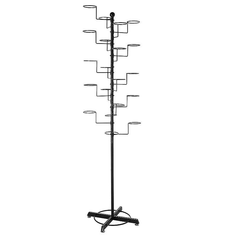Photo 1 of *previously opened*
*MISSING manual* 
MyGift Modern Black Metal Freestanding Customizable Retail Hat Rack / Wig Display Stand w/ 20 Circular Hat Hooks
