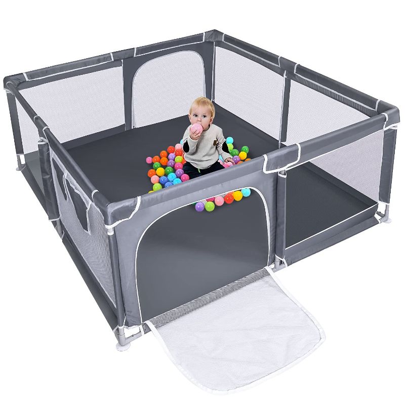 Photo 1 of *balls NOT included* 
IYUT Upgraded Version Baby Playpen,70’’ Extra Large Kids Play Yard with gate, Anti-Slip Anti-Collision Child Activity Children Fence ,Sturdy and Safety Indoor Outdoor Play Area for Toddlers
