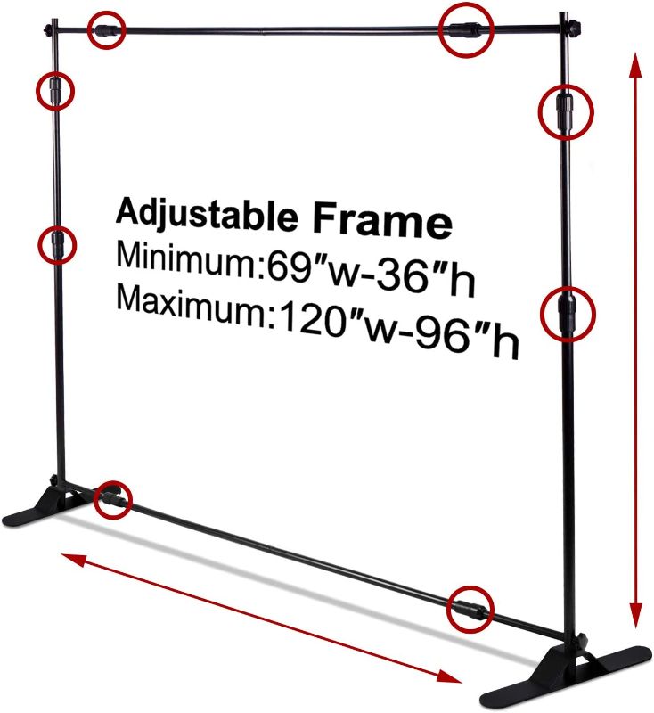 Photo 1 of *USED*
*SEE last picture for damage*
AkTop 10 x 8 ft Heavy Duty Backdrop Banner Stand Kit, Adjustable Photography Step and Repeat Stand for Parties, Portable Trade Show Photo Booth Background with Carrying Bag
