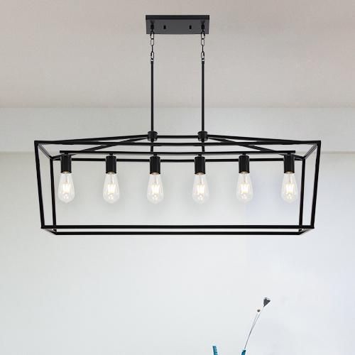 Photo 1 of 6 Light Farmhouse Kitchen Island Dining Room Chandelier Matte Black Metal
