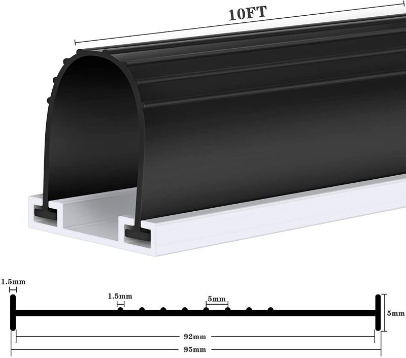 Photo 1 of 10FT Garage Door Seals Bottom Rubber with Pre-drilled Aluminum Track Retainer Base Kit,Heavy-Duty U Ring Shape Garage Door Weather Stripping Kit