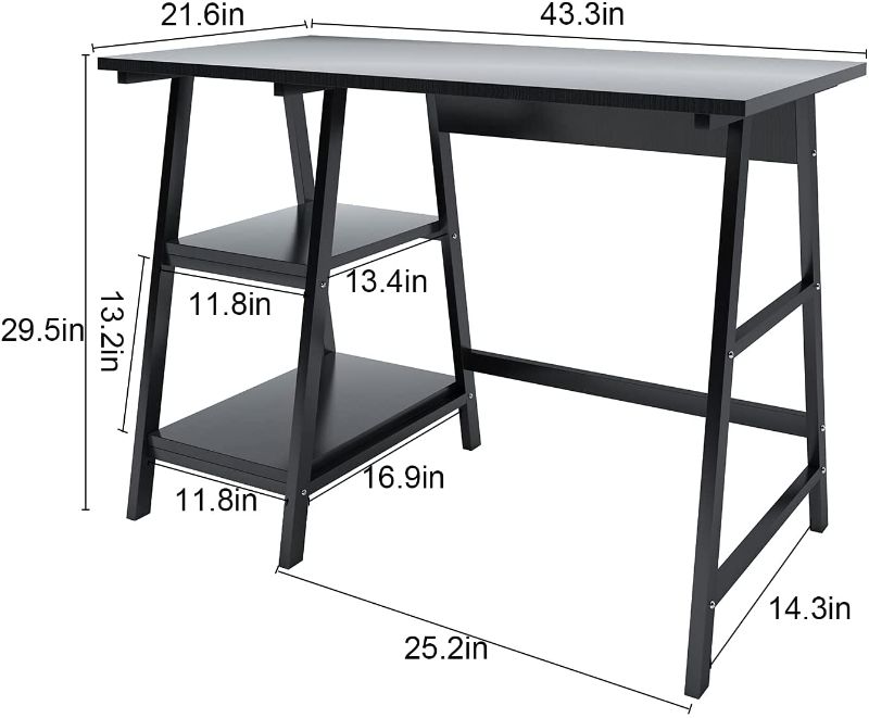 Photo 1 of Natwind 43" Office Desk Computer Desk with 2-Tier Storage white