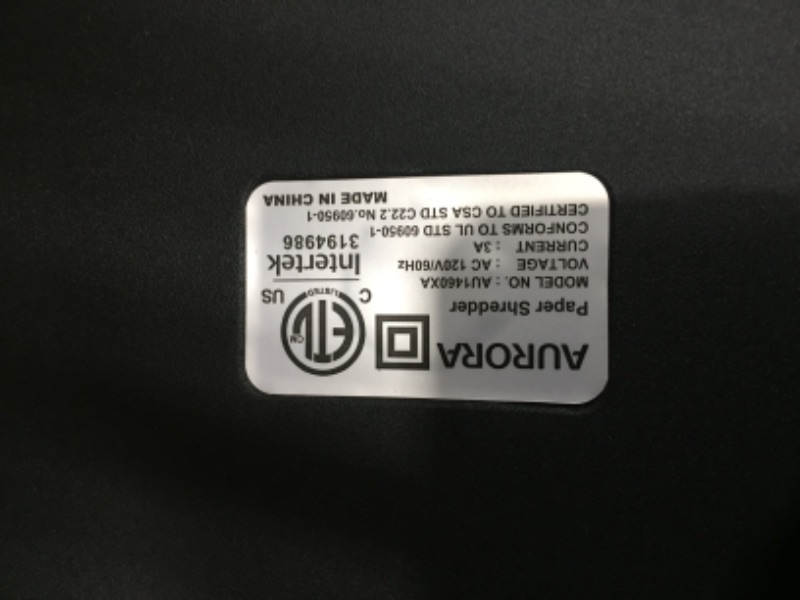 Photo 2 of Aurora AU1460XA Anti-Jam 14-Sheet Crosscut Paper/CD and Credit Card Shredder/ 6-Gallon Pullout Basket 120 Minutes Continuous Run Time
