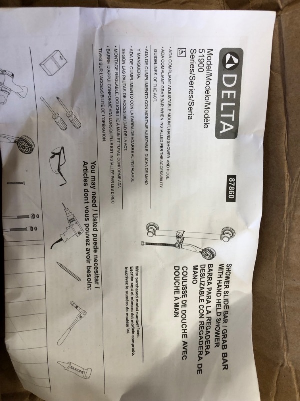 Photo 7 of Delta Faucet 9-Spray ADA-Compliant Slide Bar Hand Held Shower with Hose, Stainless 51900-SS
