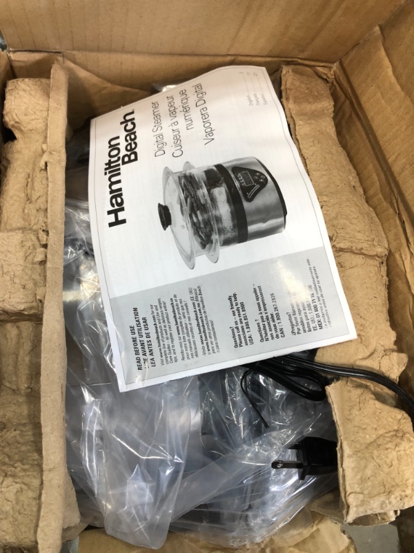 Photo 1 of Hamilton Beach Digital Food Steamer for Quick, Healthy Cooking with Stackable Two-Tier Bowls for Vegetables and Seafood Plus Rice Basket, 5.5 Quart, Black...
