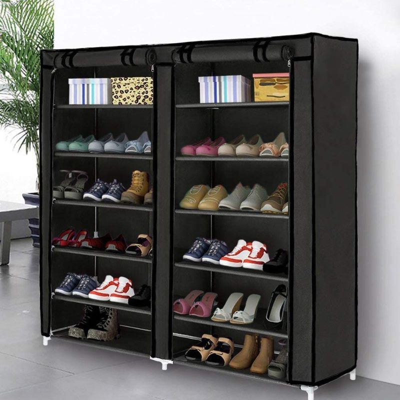 Photo 1 of Blissun 7 Tier Shoe Rack Storage Organizer, 36 Pairs Portable Double Row Shoe Rack Shelf Cabinet Tower for Closet with Nonwoven Fabric Cover, Black
PARTS ONLY