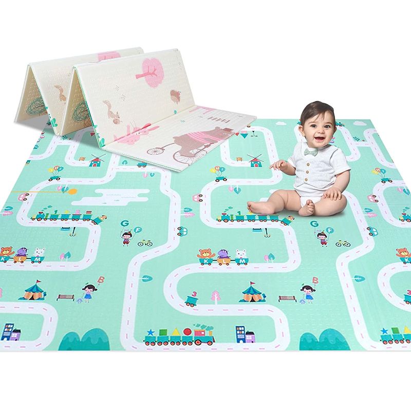 Photo 1 of Ashtonbee Baby Play Mat, Foam Mats for Kids, Waterproof Tummy Time Mat for Toddlers, Reversible Playmat for Babies with Foam Mat Case, 6.5ft x 6ft
