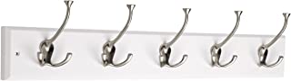 Photo 1 of 129848 Coat Rack, 27-Inch, Wall Mounted Coat Rack with 5 Decorative Hooks, Satin Nickel and White
