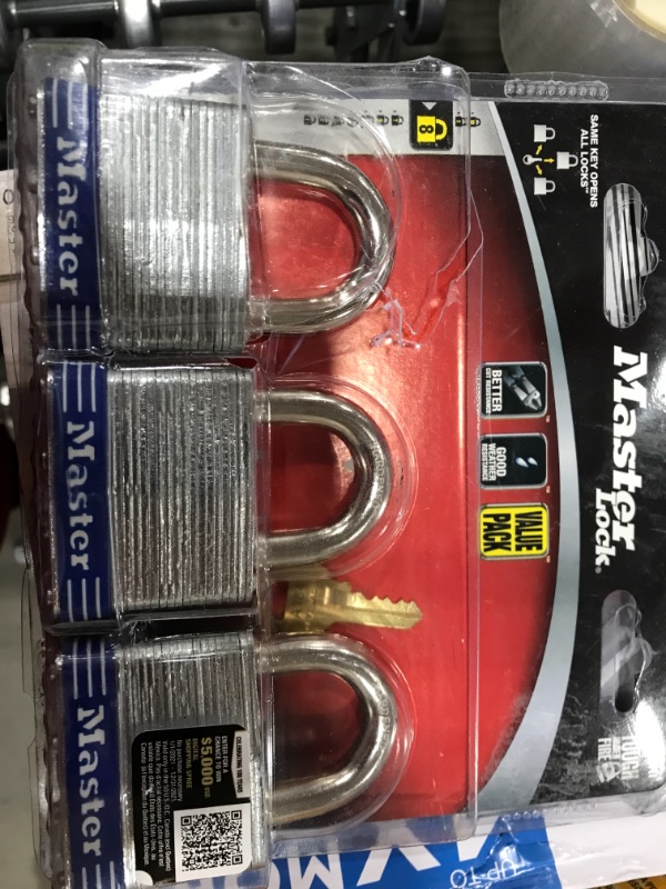 Photo 2 of 2in (51mm) Wide Laminated Steel Pin Tumbler Padlock; 3 pack
