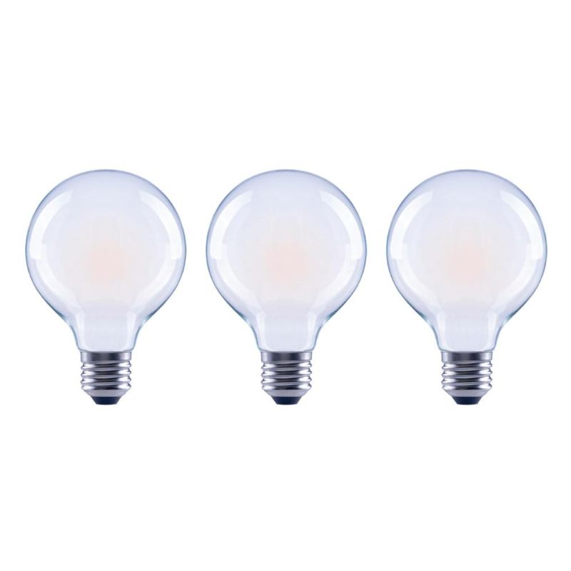 Photo 1 of 60-Watt Equivalent G16.5 Dimmable Fine Bendy Filament LED Vintage Edison Light Bulb Bright White (2-Pack) - 4 ct