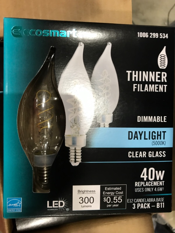 Photo 2 of 40-Watt Equivalent BA11 Dimmable Fine Bendy Filament LED Vintage Edison Light Bulb in Daylight (3-Pack) - 4 ct