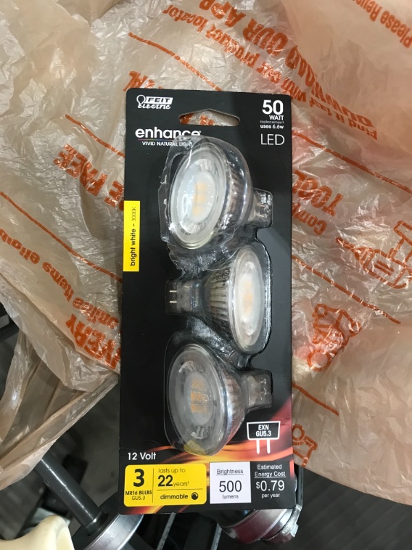 Photo 2 of 50-Watt Equivalent MR16 GU5.3 Bi-Pin 12-Volt Dimmable CEC Compliant LED 90+ CRI Flood Light Bulb Bright White (3-Pack)