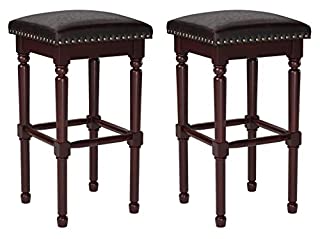 Photo 1 of Amazon Brand – Ravenna Home Ferris Nailhead Detailed Wood Counter Stool, 26.75"H, Antique Walnut with Dark Brown Faux Leather (2 Pack) (B07DBFK7YN)

MISSING BARS