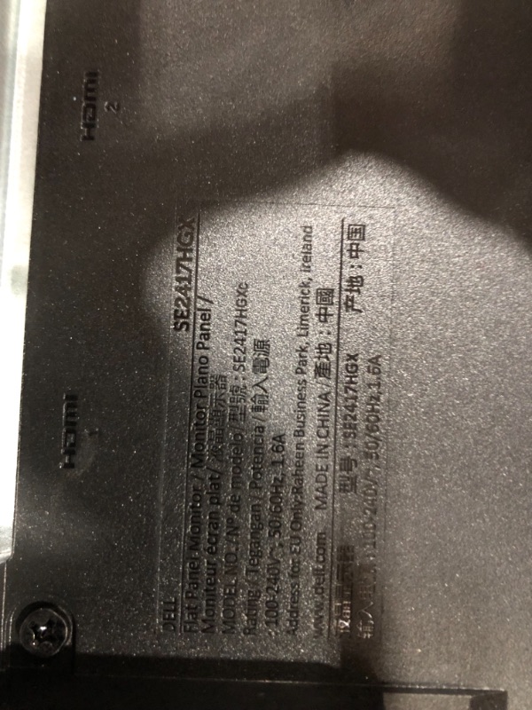 Photo 1 of Dell SE2-417HGX 23.6 Inch TN, Anti-Glare, LED-Backlit Gaming Monitor (Black), 1 MS Reponse Time, FHD (Full HD 1920 x 1080) at 60 Hz, Thin Bezel, 2xHDMI, VGA, Tilt and AMD Radeon FreeSync, 24