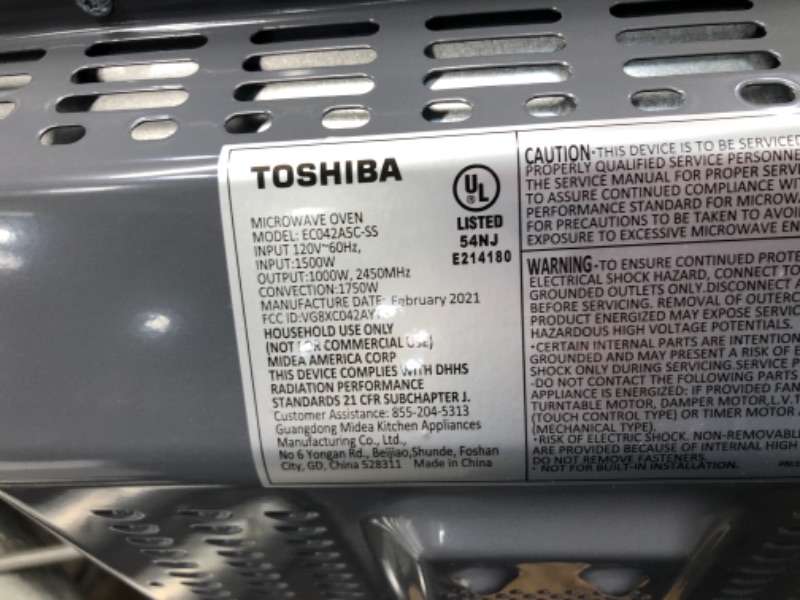 Photo 4 of Toshiba EC042A5C-SS Countertop Microwave Oven with Convection, Smart Sensor, Sound On/Off Function and LCD Display, 1.5 Cu.ft, Stainless Steel