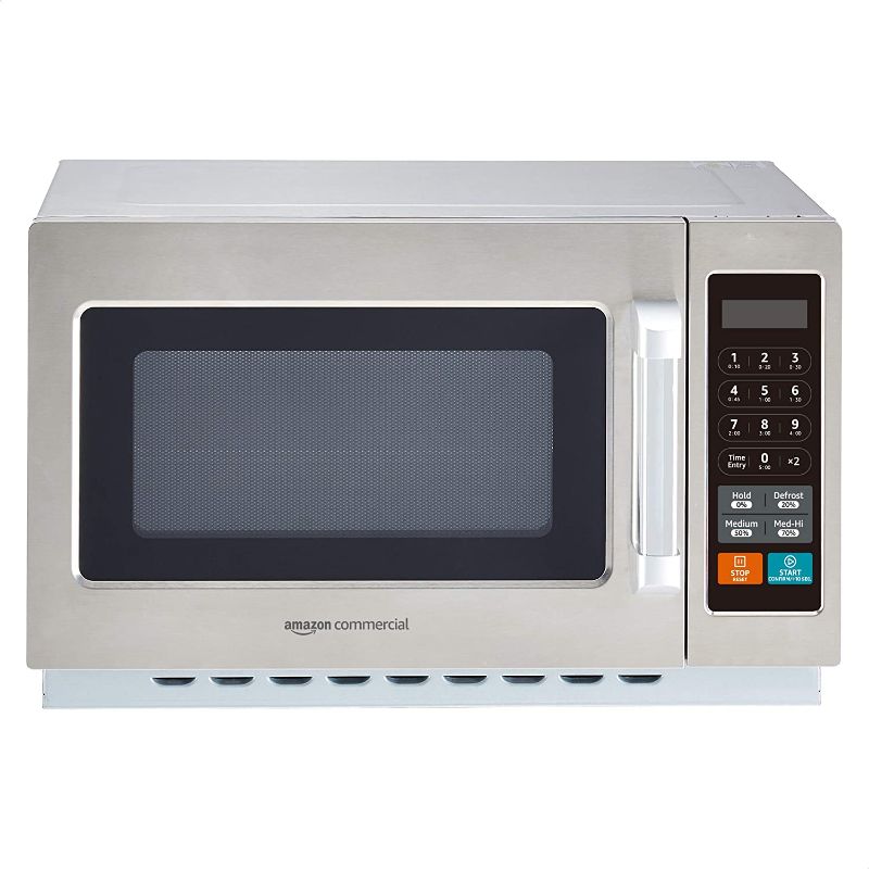 Photo 1 of AmazonCommercial Microwave Oven with Membrane Control, Stainless Steel, 1000-Watts, 1.2 Cubic Feet
