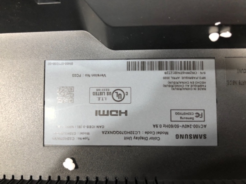 Photo 4 of SAMSUNG C32HG70 Dark Blue Black 31.5" 1ms HDMI Widescreen LED Backlight 144Hz Curved LED Monitor w/ FreeSync 2 350cd/m2 (Typical), 600 cd/m2 (Peak Brightness) 3000:1(Typ), 2400:1(Min)