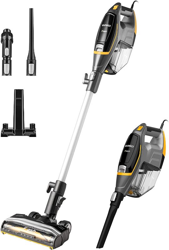 Photo 1 of Eureka Flash Lightweight Stick Vacuum Cleaner, 15KPa Powerful Suction, 2 in 1 Corded Handheld Vac for Hard Floor and Carpet, Black
