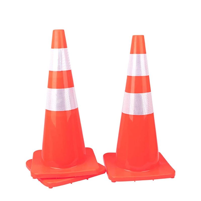 Photo 1 of 10 Pack 28" Traffic Cones Plastic Road Cone PVC Safety Road Parking Cones Weighted Hazard Cones Construction Cones for Traffic Fluorescent Orange Reflective Strips Collar (10)
