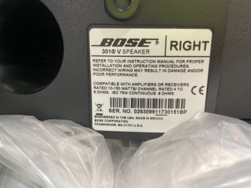 Photo 5 of unable to test
Bose 301-V Stereo Loudspeakers (Pair, Black)
