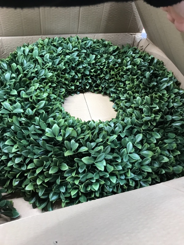 Photo 2 of 24 Boxwood Artificial Wreath
