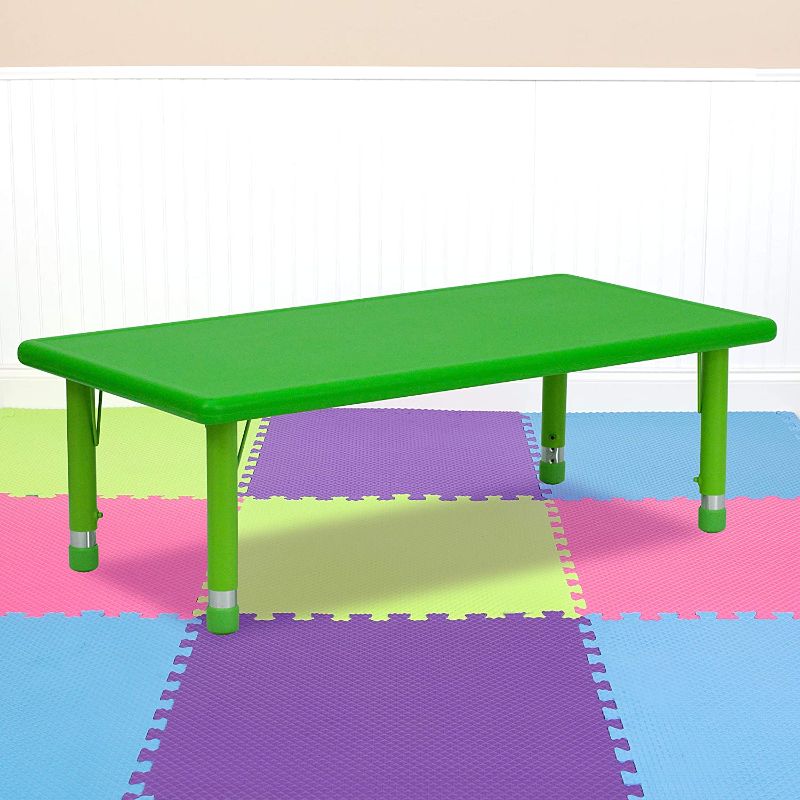 Photo 1 of **table only ***Flash Furniture 24''W x 48''L Rectangular Green Plastic Height Adjustable Activity Table
