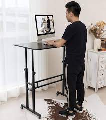 Photo 1 of Akway Computer Desk Standing Desk with Wheels 39.4 x 23.6 inches Height Adjustable Desk Over Treadmill Desk, Black