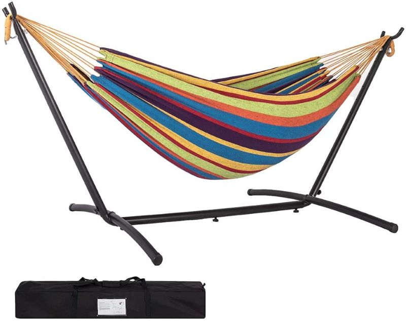 Photo 1 of Prime Garden 9' Double Hammock with Space Saving Steel Hammock Stand