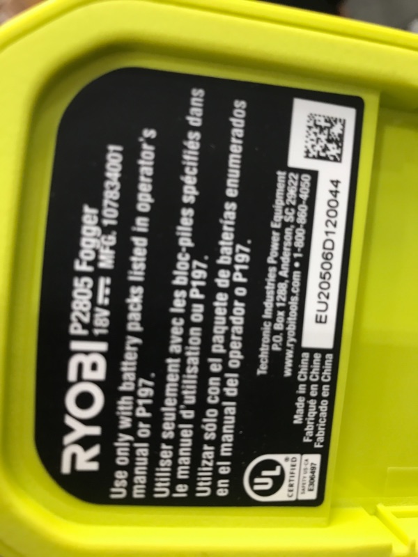 Photo 4 of ONE+ 18V Cordless Battery Fogger/Mister with 2.0 Ah Battery and Charger