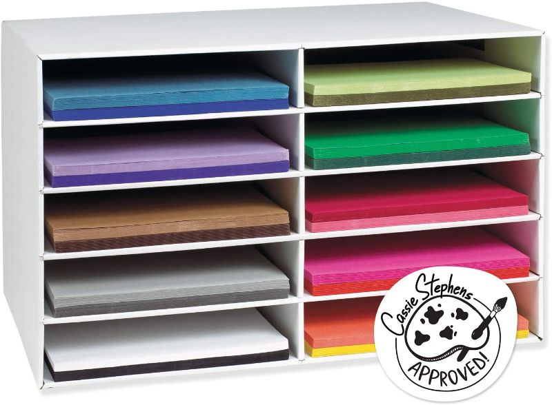 Photo 1 of Classroom Keepers 12" x 18" Construction Paper Storage, 10-Slot, White, 16-7/8"H x 26-7/8"W x 18-1/2"D, 1 Piece