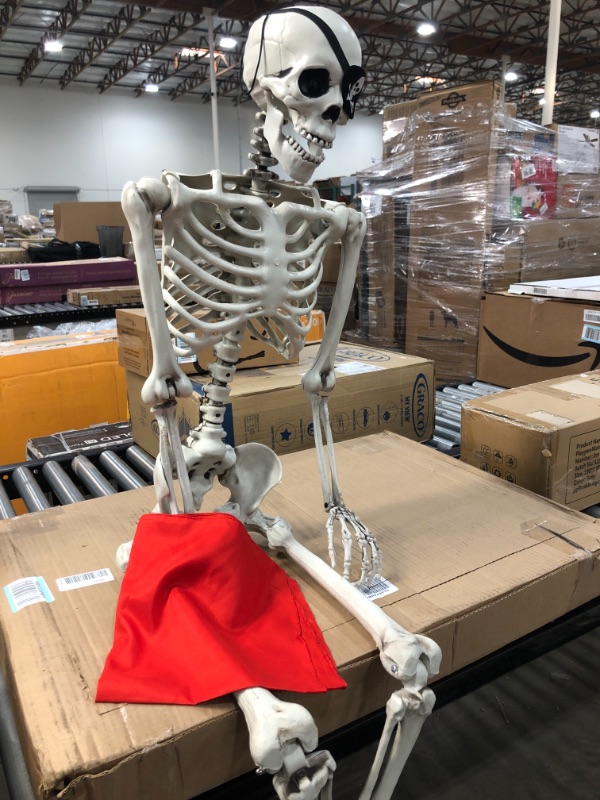 Photo 2 of 5 ft Pose-N-Stay Life Size Skeleton Full Body Realistic Human Bones with Posable Joints for Halloween Pose Skeleton Prop Decoration