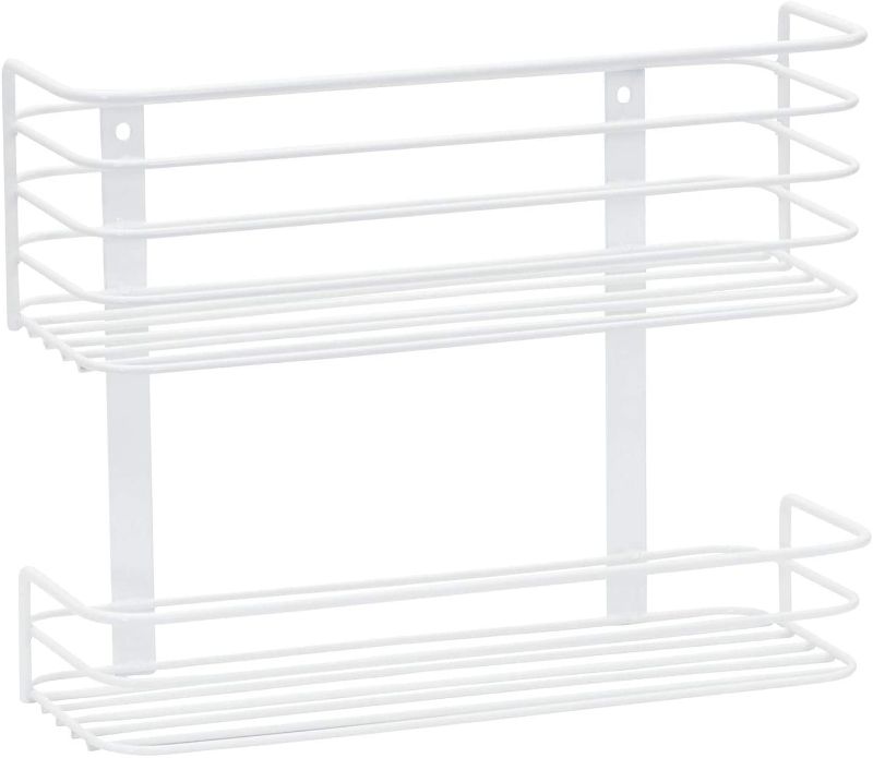 Photo 1 of (stock photo for reference only )
 White Two-Tier Organizer | Mounts to Solid Cabinet Doors or Wall