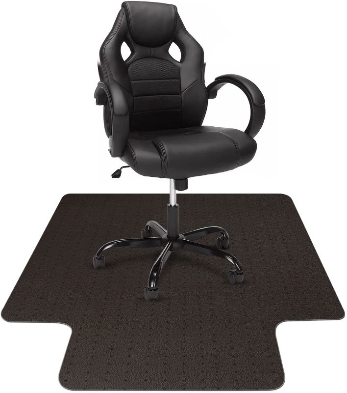 Photo 1 of Chair Mat for Carpet with Lip 49" x 36" Black PVC Carpet Protector for Low Pile Carpets Anti-Slip Keep in Place Effective Grip Durable Don't Collapse Easy to Clean for Office Home

//used