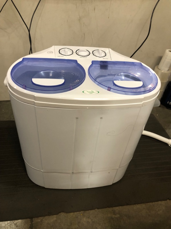 Photo 2 of Garatic Portable Compact Mini Twin Tub Washing Machine w/Wash and Spin Cycle, Built-in Gravity Drain, 13lbs Capacity For Camping, Apartments, Dorms, College Rooms, RV’s, Delicates and more
