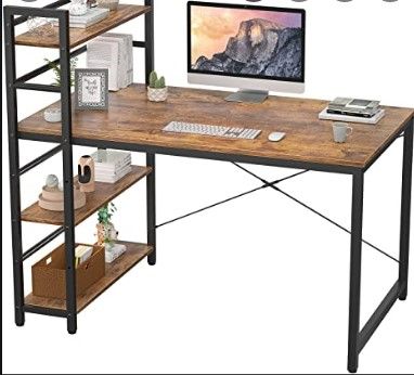 Photo 1 of Homfio Computer Desk with Shelves, 47 inch Modern Writing Study Desk with Storage Shelf, Study Table Work Desk for Small Space Desk with Shelf Office Bookshelf Corner Desk Size: 118 x 57 x 18.9 KGS,, **DISPLAY PICTURE USED FOR REFERENCE ONLY**