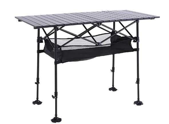 Photo 1 of ALPHA CAMP Camping Table Outdoor Portable Table with Storage Adjustable Aluminum Table for Grill Travel Table Outdoor Picnic, Beach, BBQ, Backyards
