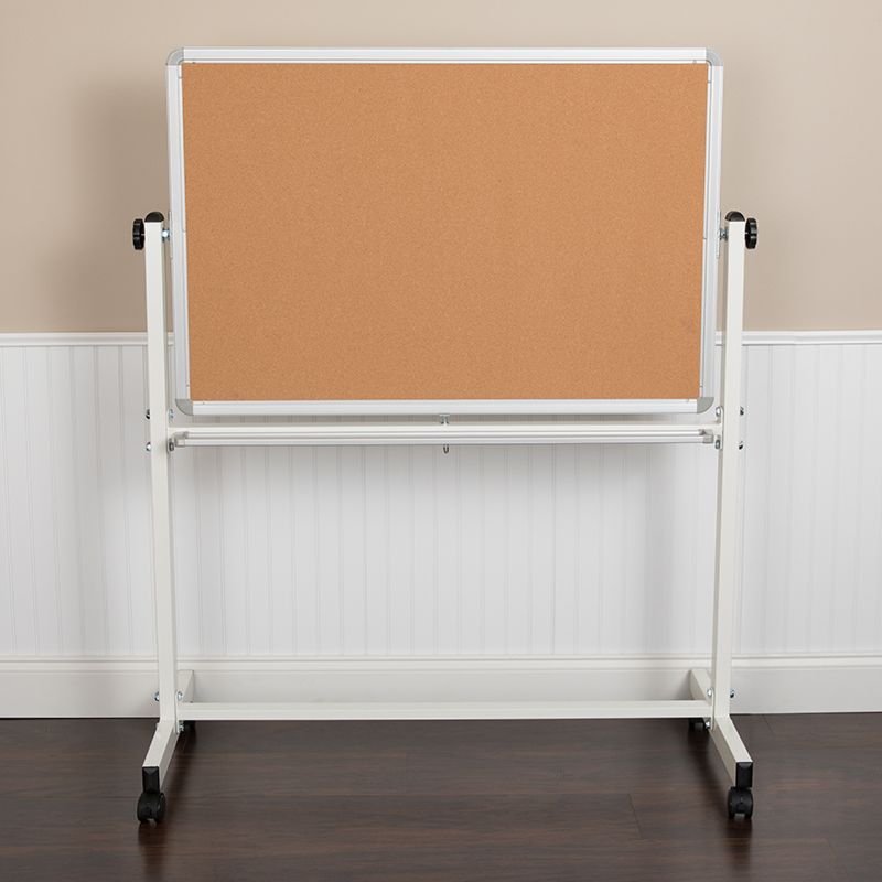 Photo 1 of  Reversible Mobile Cork Bulletin Board and White Board  SIZE: 45.25"W x 54.75"H Cork/Marker  ITEM: YU-YCI-001-CK-GG,, BOARD ONLY