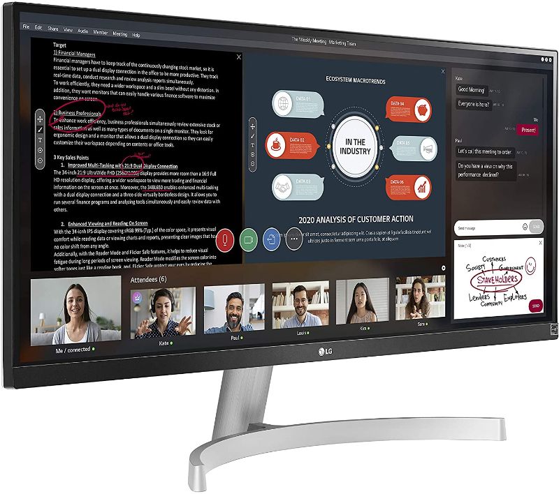 Photo 1 of LG 29WN600-W 29" 21:9 UltraWide WFHD IPS HDR10 Monitor with FreeSync, Silver