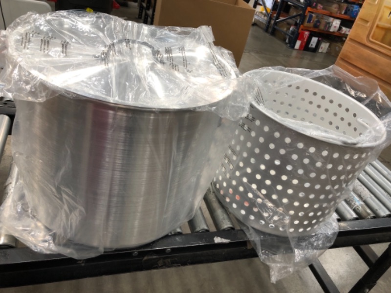 Photo 2 of  CHARD ASP60, Aluminum Stock Pot and Strainer Basket Set, Silver, 60 quart,Large Size: 21 x 17.75 x 15.54 inches