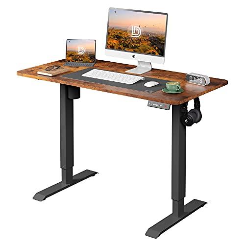 Photo 1 of DEVAISE Height Adjustable Electric Standing Desk, Stand Up Desk for Home Office, 48 x 24 Inches Sit Stand Desk/Computer Workstation, Rustic Brown
