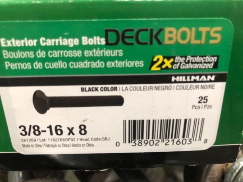Photo 1 of 3/8 in.-16 x 8 in. Black Exterior Carriage Bolts (25-Pack)
